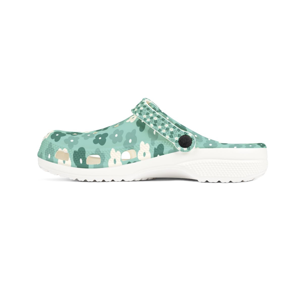 Retro Teal Daisy Garden Shoes for Adults & Kids – Lightweight EVA Slip-On Floral Summer Nurse Sandals Water-Resistant Comfort Footwear, Mom