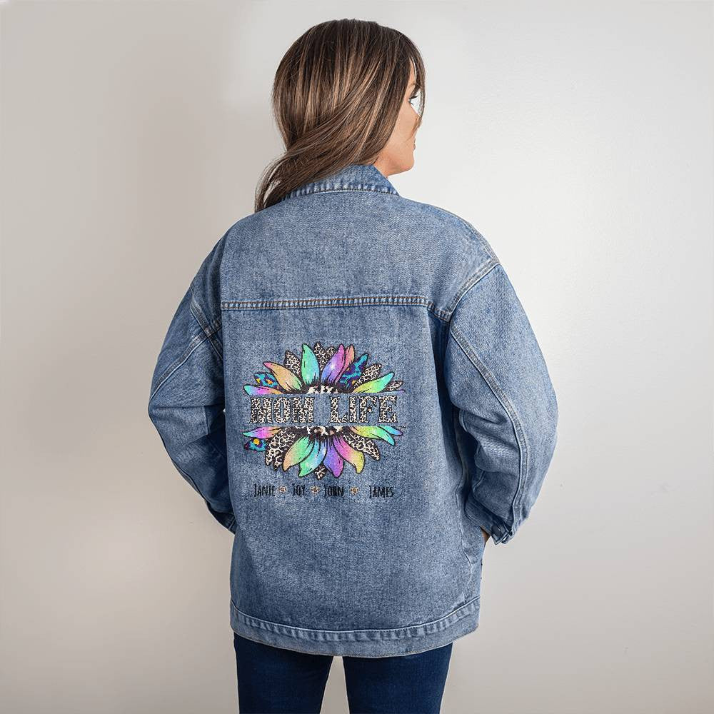 Personalized Mom Life Denim Jacket