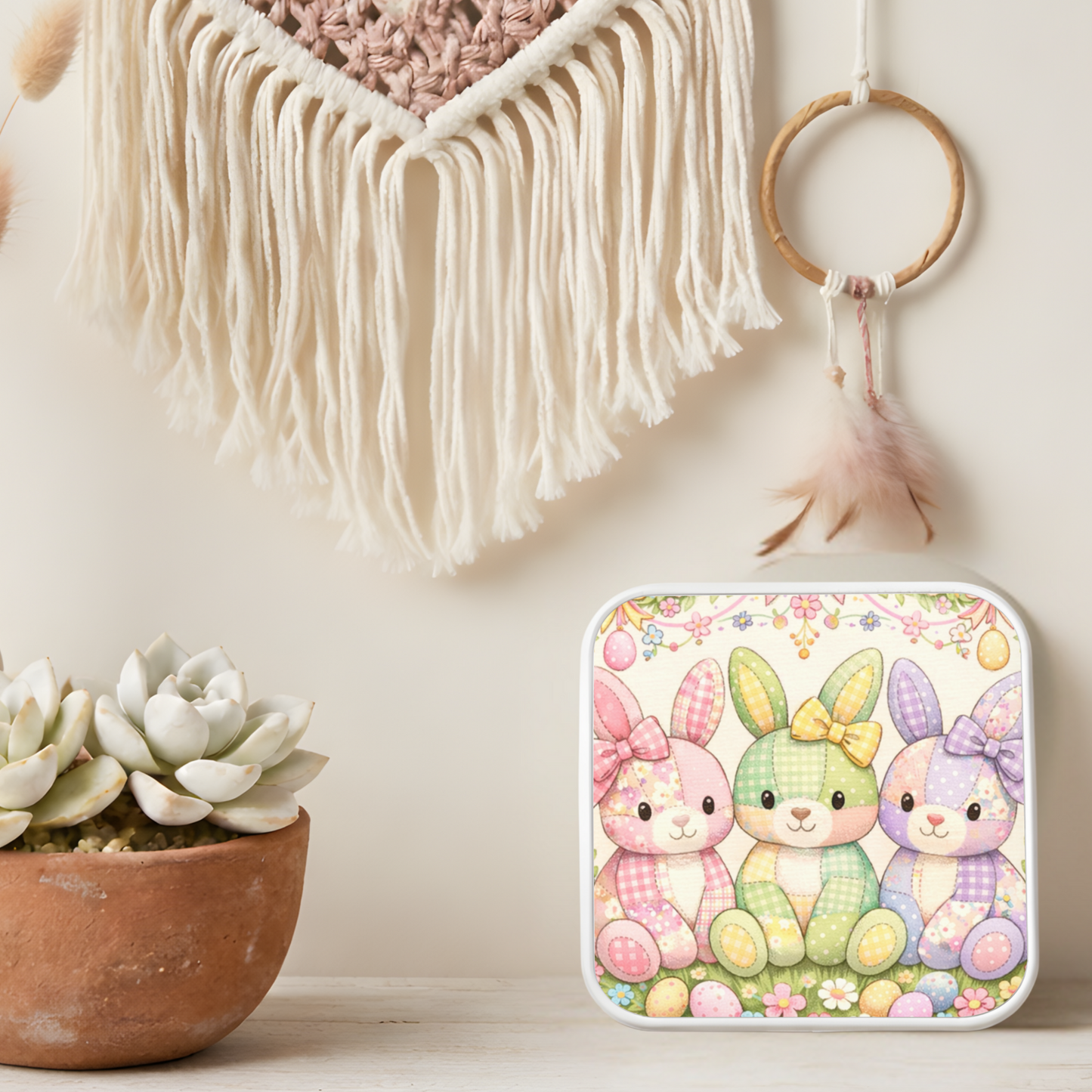 Easter Bunny Necklace or Keychain, Cute Bunny Trio Jewelry, Pastel Rabbit Pendant for Teen Girl, Easter Basket Stuffer Gift