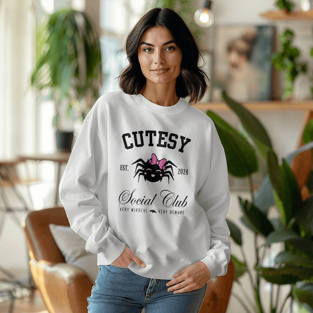 Demure Cutesy Halloween Spider Sweatshirt