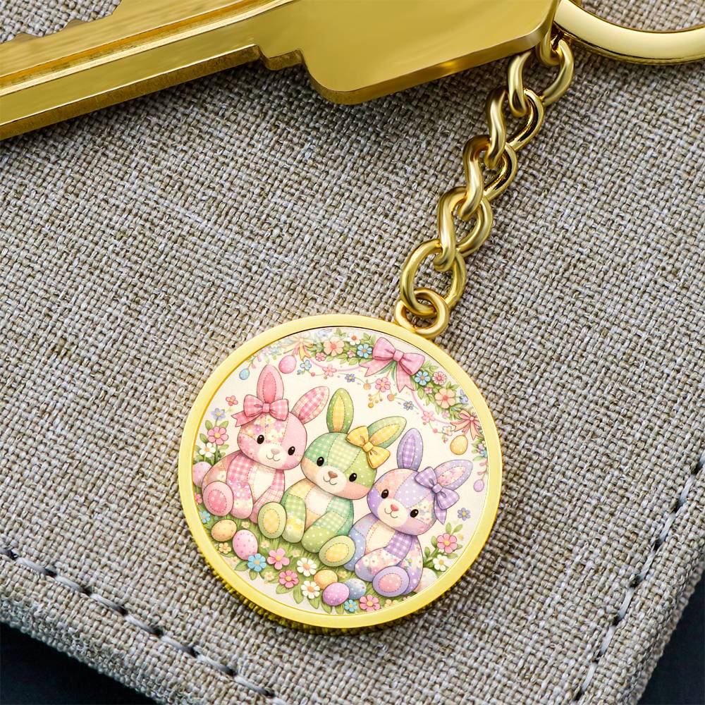 Easter Bunny Necklace or Keychain, Cute Bunny Trio Jewelry, Pastel Rabbit Pendant for Teen Girl, Easter Basket Stuffer Gift