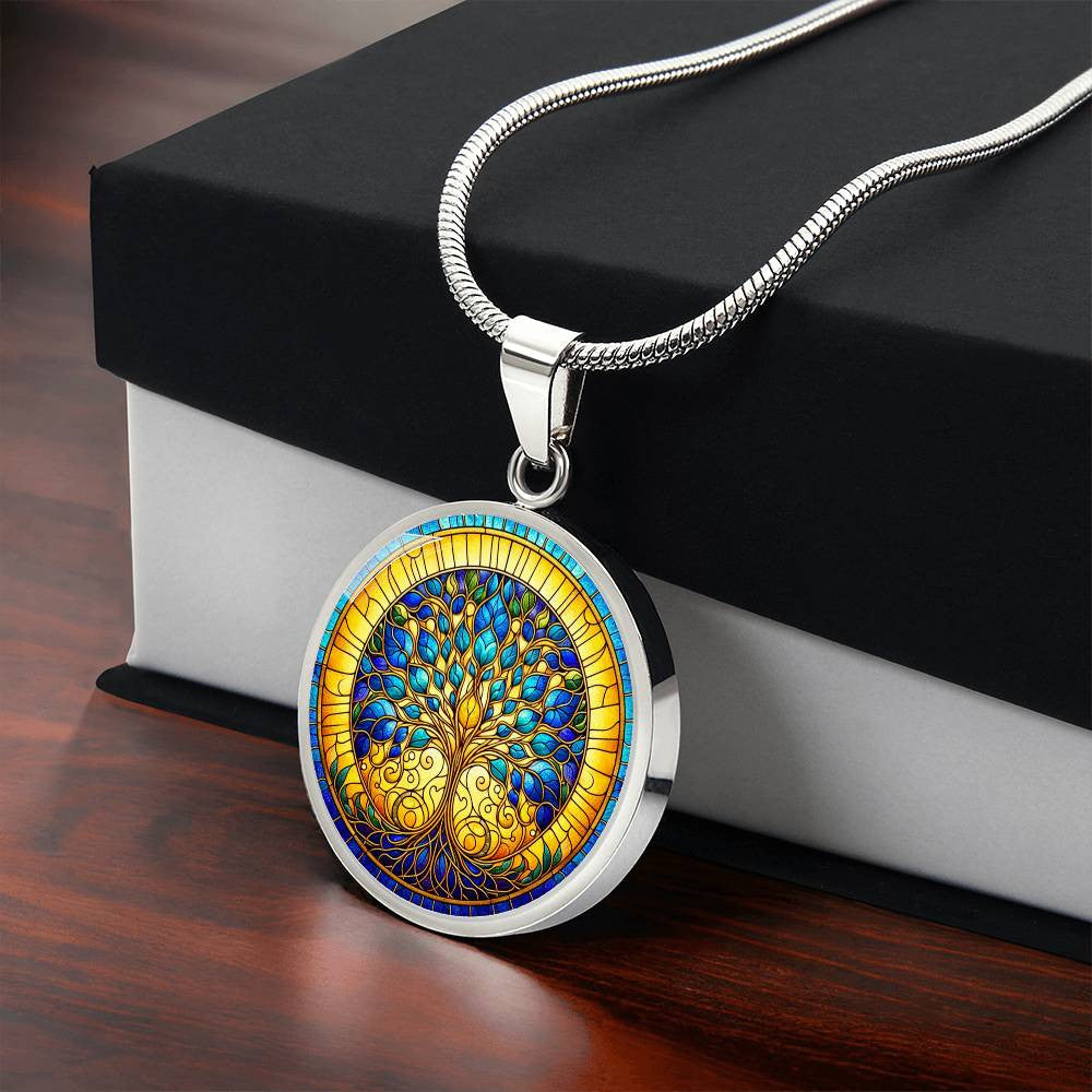 Stained Glass Tree of Life Necklace and Bracelet - Silver and Gold