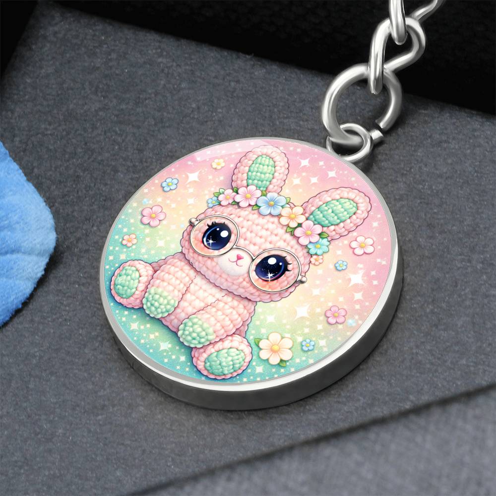Cute Bunny Necklace or Keychain, Kawaii Easter Bunny Jewelry, Pastel Rabbit Pendant for Teen Girl, Easter Basket Stuffer Gift