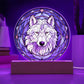 Stained Glass Style White Wolf Plaque and Ornament