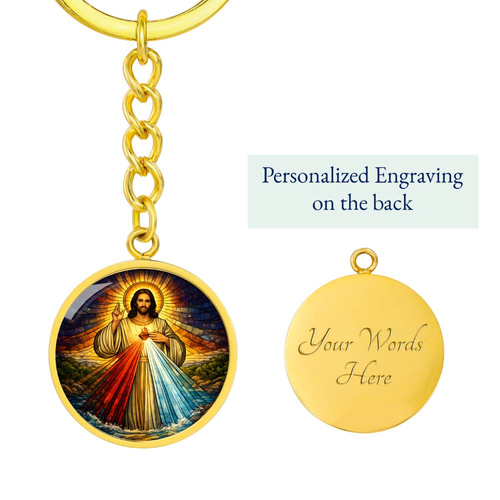 Divine Mercy Jesus Necklace or Keychain, Catholic Jesus I Trust in You Jewelry, Christian Faith Pendant Gift