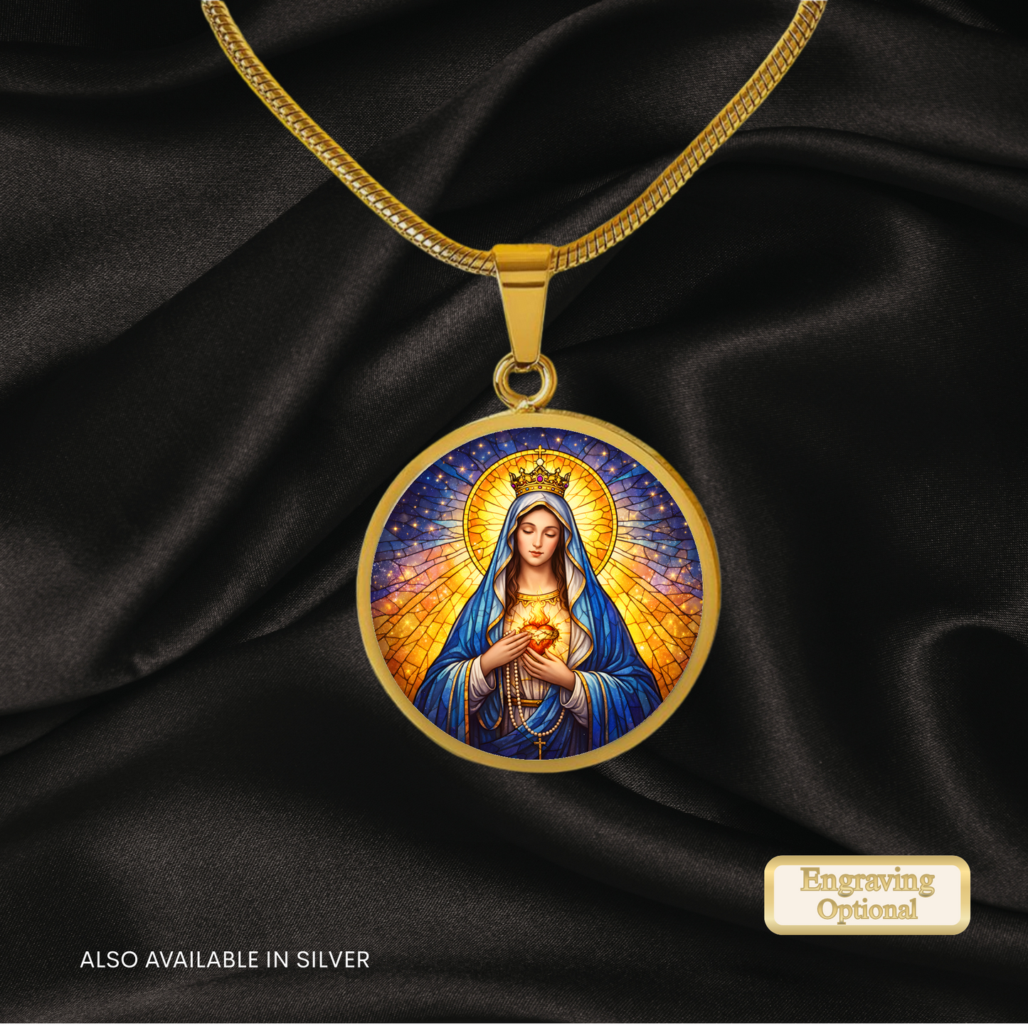 Immaculate Heart of Mary Necklace or Keychain, Catholic Marian Jewelry, Blessed Virgin Mary Pendant, Christian Faith Gift