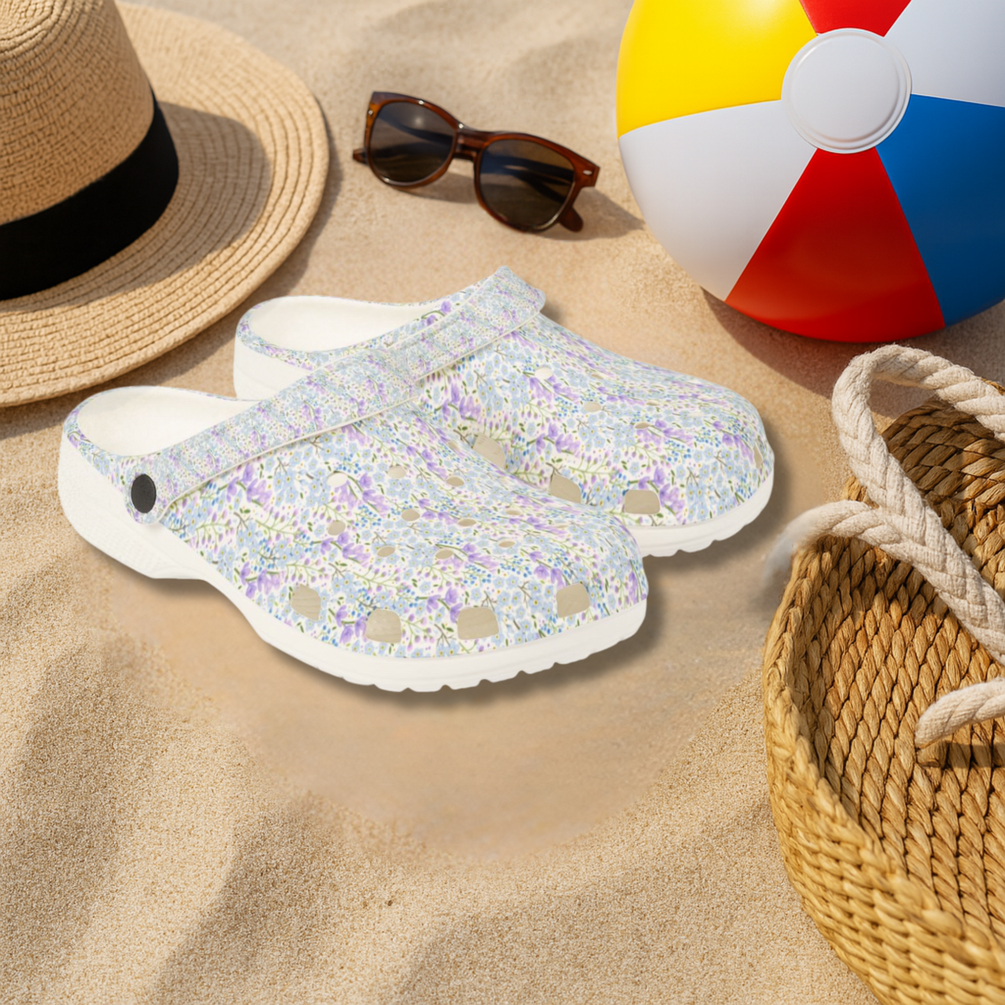 Lavender Meadow Garden Shoes for Adults & Kids Lightweight EVA Slip-On Floral Summer Sandals Water-Resistant Nurse Walking Comfort Footwear