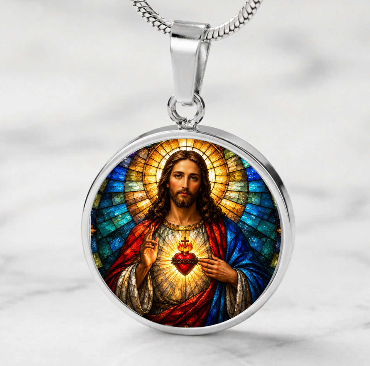 Sacred Heart of Jesus Necklace or Keychain, Catholic Necklace, Christian Jewelry, Religious Keepsake Gift