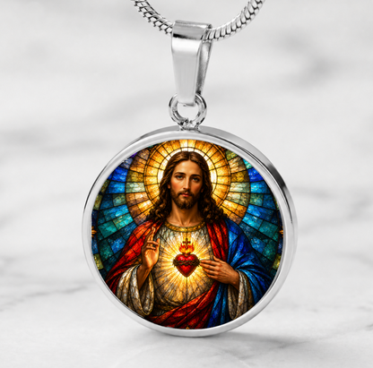 Sacred Heart of Jesus Necklace or Keychain, Catholic Necklace, Christian Jewelry, Religious Keepsake Gift