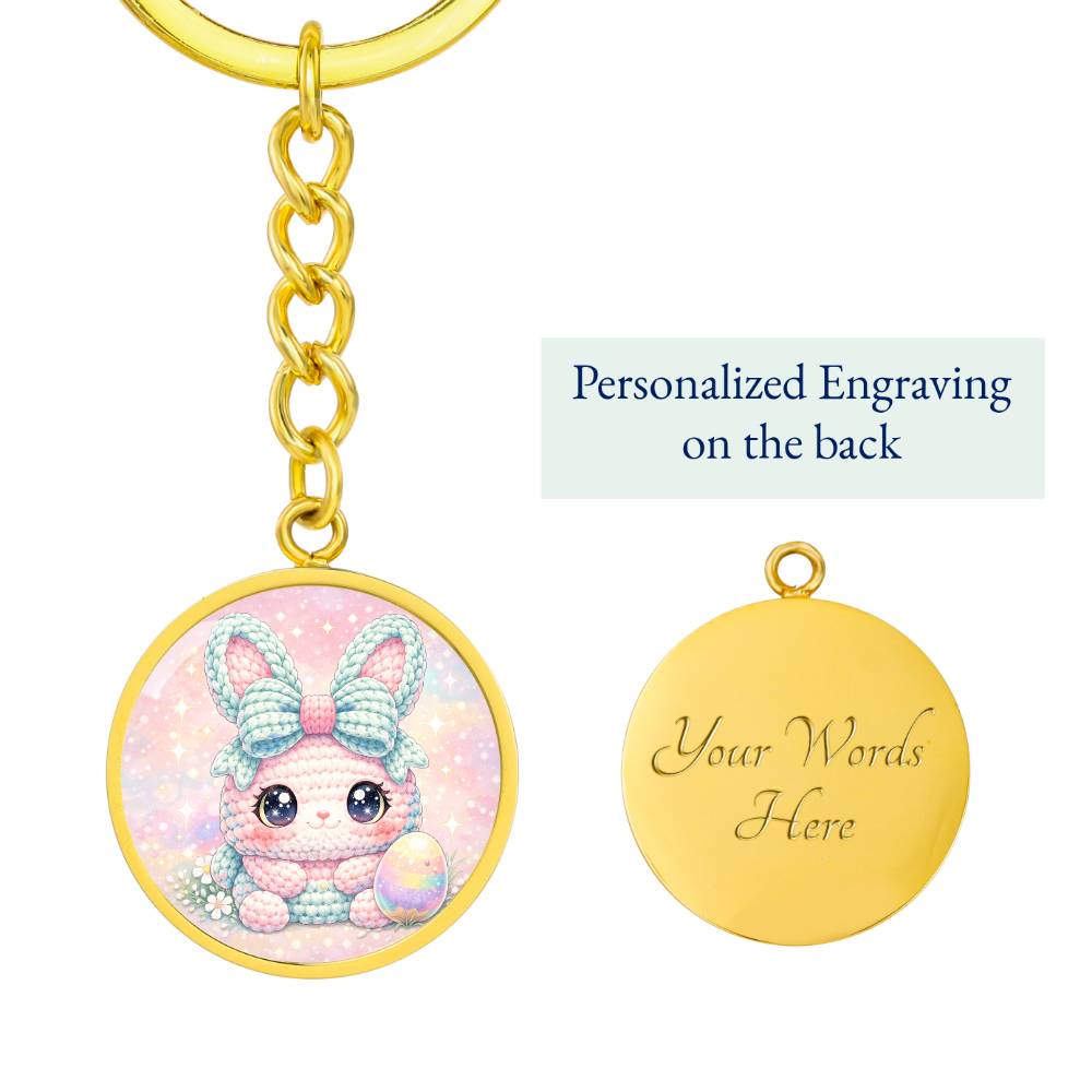 Crochet Bunny Necklace or Keychain, Cute Easter Bunny Jewelry, Pastel Rabbit Pendant for Teen Girl, Easter Basket Stuffer Gift