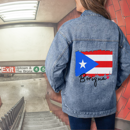 Custom Boriqua Flag Denim Jacket