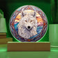 Stained Glass Style White Wolf Christmas Ornament