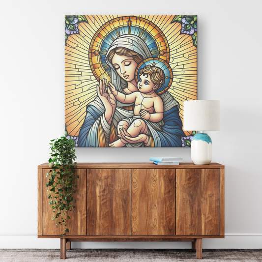 Virgin Mary and Baby Jesus Canvas Wall Art