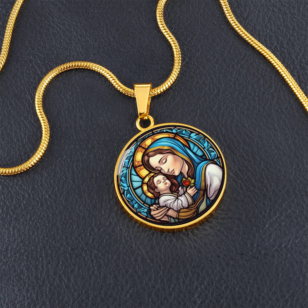 Personalized Virgin Mary & Baby Jesus Necklace