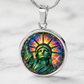 Statue of Liberty Necklace or Keychain, Stained Glass Style New York City NYC Travel Souvenir Gift