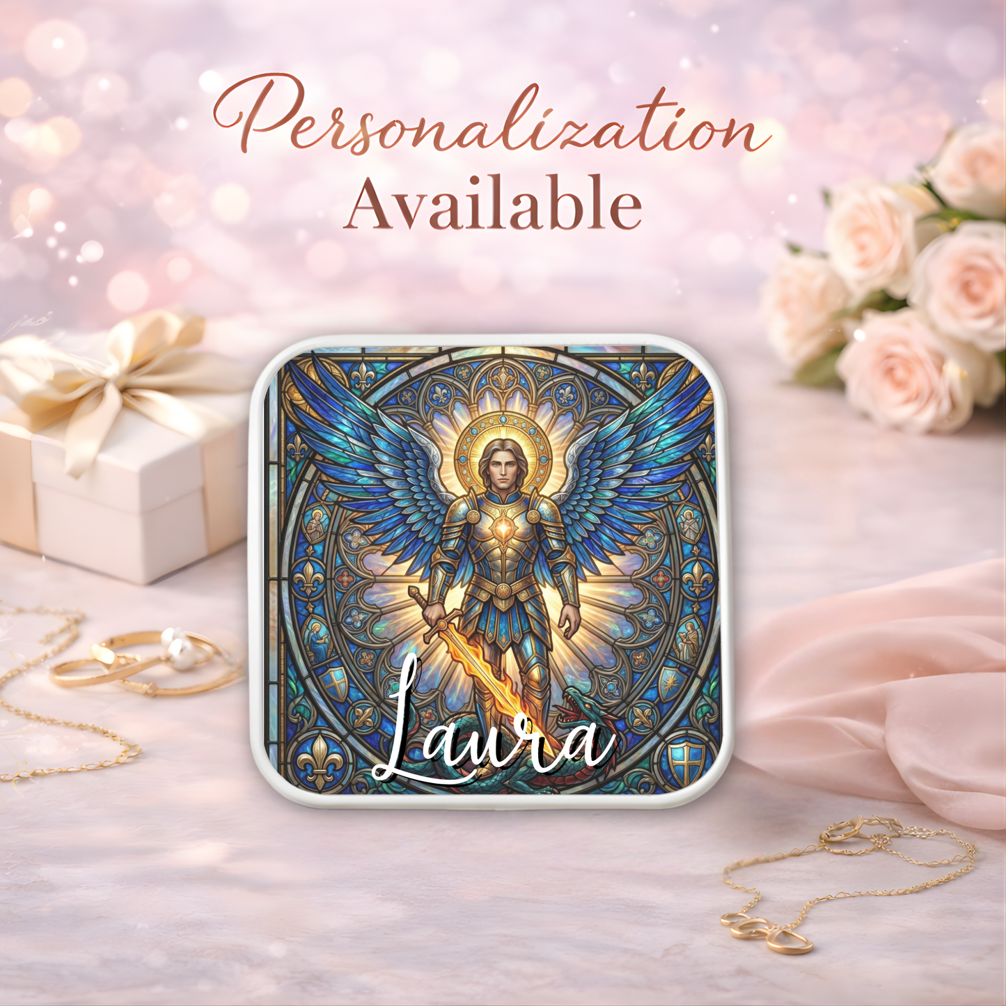Archangel Michael Necklace or Keychain, Saint Michael Catholic Necklace, Protection Jewelry, Religious Keepsake Gift