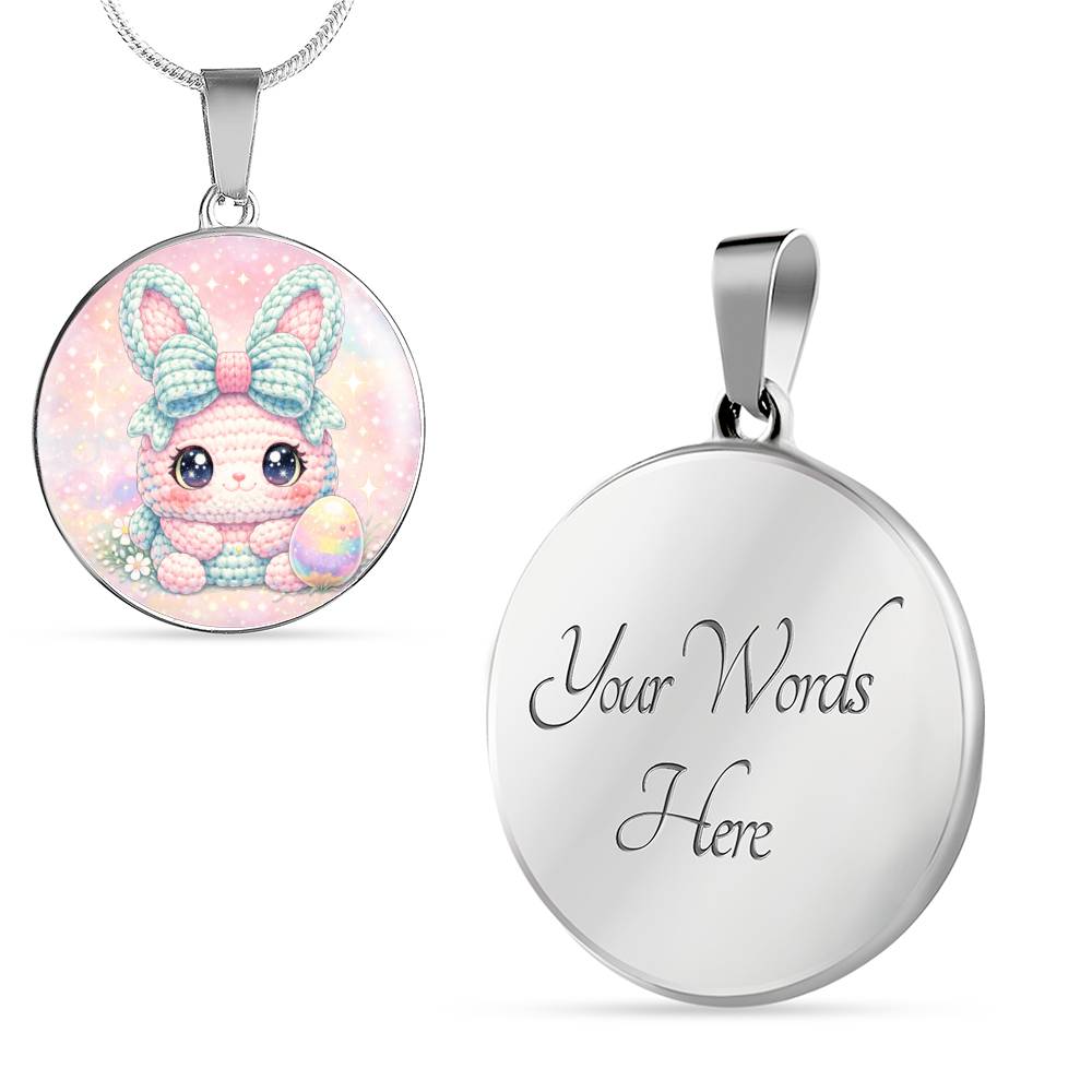Crochet Bunny Necklace or Keychain, Cute Easter Bunny Jewelry, Pastel Rabbit Pendant for Teen Girl, Easter Basket Stuffer Gift