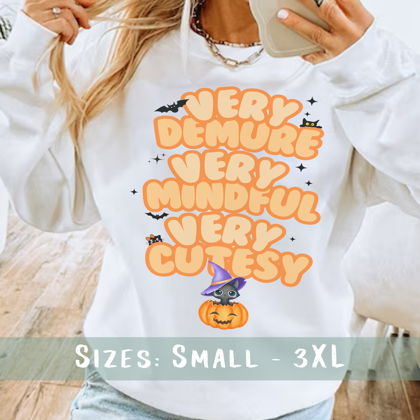 Halloween Very Demure Very Mindful Very Cutesy Cat Sweatshirt