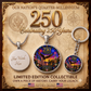 250th Anniversary Necklace or Keychain Stained Glass Style Patriotic USA Freedom Commemorative Limited Edition