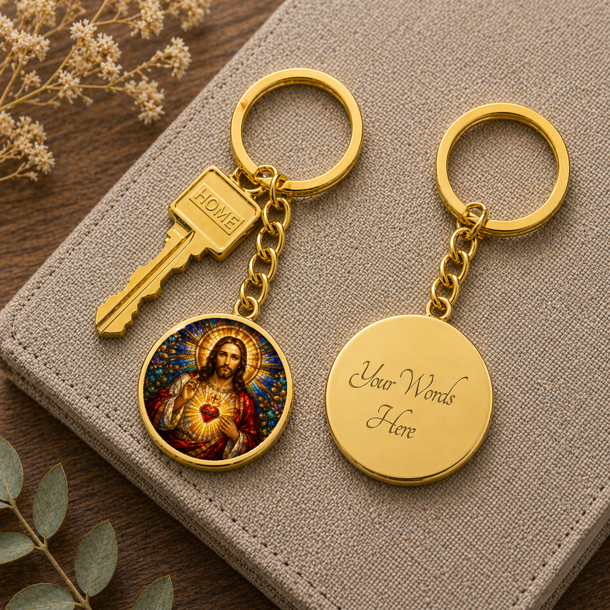 Sacred Heart of Jesus Necklace or Keychain, Catholic Necklace, Christian Jewelry, Religious Keepsake Gift