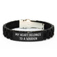 Funny Warden Gifts for Friends - My Heart Belongs To A Warden Glide lock Clasp Bracelet Christmas Unique Present - Image 1