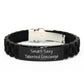Smart Sexy Talented Concierge Gift Ideas for Friends, Coworkers, or Family - Black Silicone Glide lock Clasp Bracelet, Adjustable, Premium Bag - Image 1