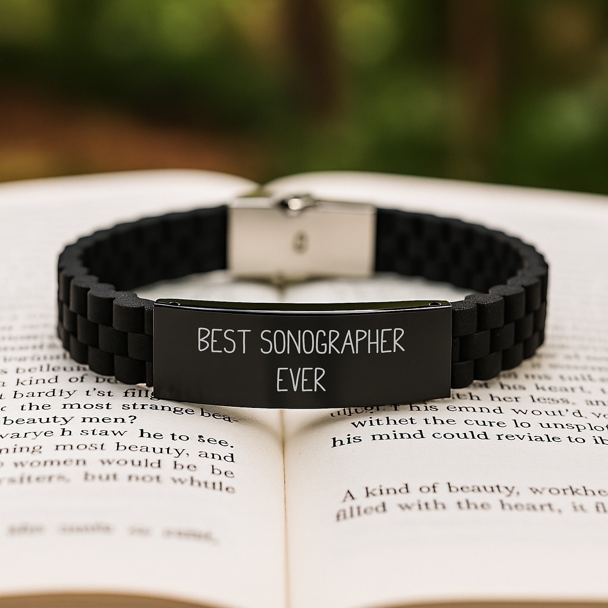 Funny Sonographer Gifts from Friends for Graduation Unique Gifts - Best Sonographer Ever Glide lock Clasp Bracelet for Men or Women - Image 2