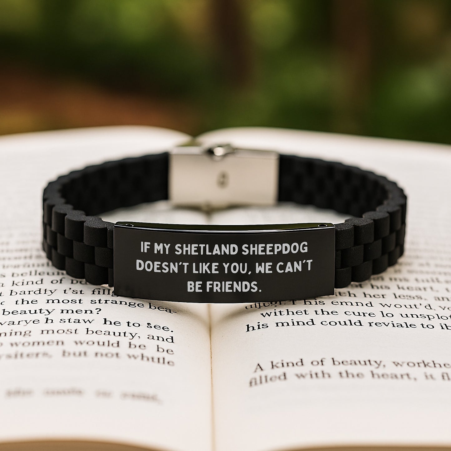 Funny Shetland Sheepdog Gifts - 'If My Shetland Sheepdog Doesn't Like You, We Can't Be Friends' Birthday Glide lock Clasp Bracelet for Friends, Family, Men or Women - Image 2