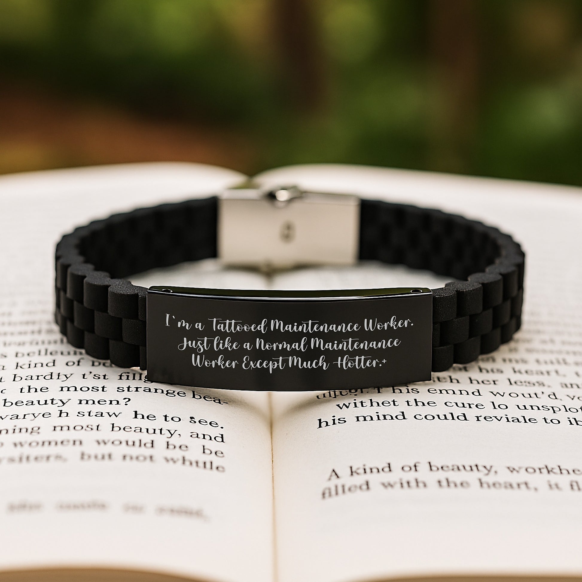 Funny Maintenance Worker Gifts - 'I'm A Tattooed Maintenance Worker...' Glide lock Clasp Bracelet, Adjustable, Gifts from Friends, Coworkers, Family, for Maintenance Worker Graduation Unique Gifts - Image 2