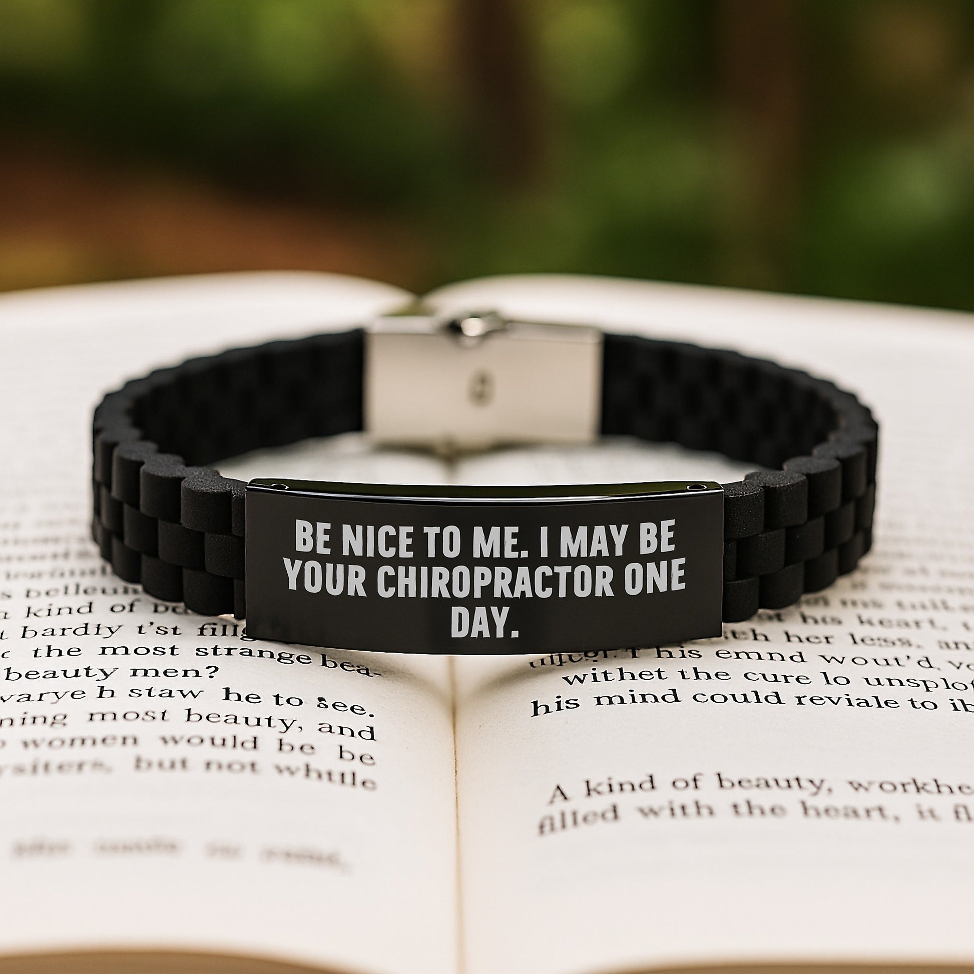 Funny Inspirational Gifts from Family for Men Chiropractor Graduation Unique Be Nice To Me. I May Be Your Chiropractor One Day. Glide lock Clasp Bracelet - Image 2
