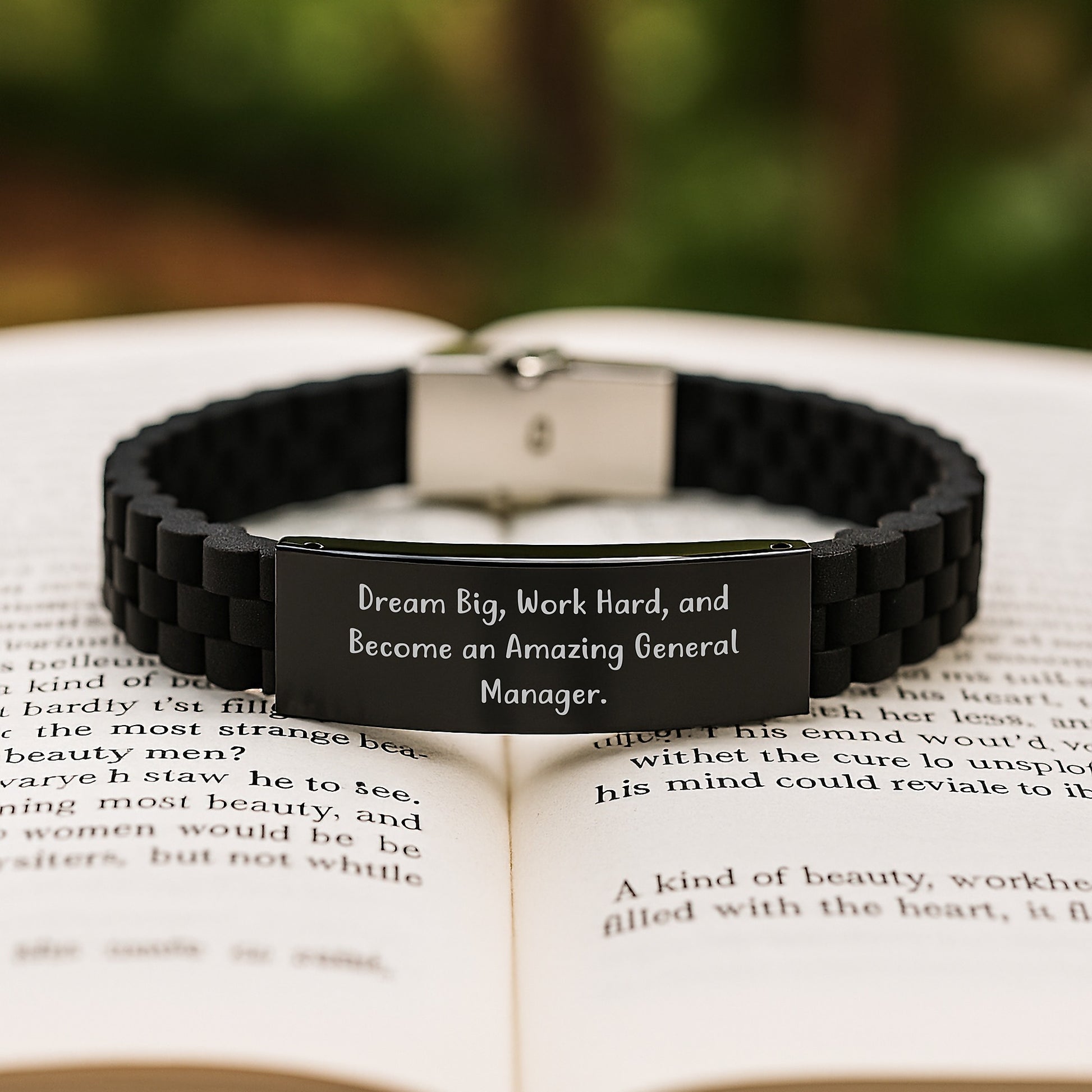 Funny General Manager Gifts from Men, Inspirational Glide lock Clasp Bracelet for Birthday, 'Dream Big, Work Hard, And Become An Amazing General Manager.' - Image 2