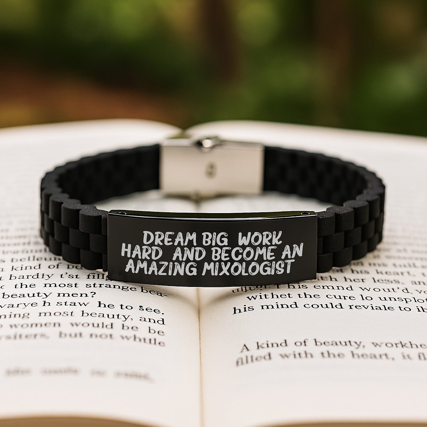 Gifts from Friends for Mixologist Men - Glide lock Clasp Bracelet, Dream Big Work Hard Mixology Quote, Christmas Unique Gifts for Men - Image 2
