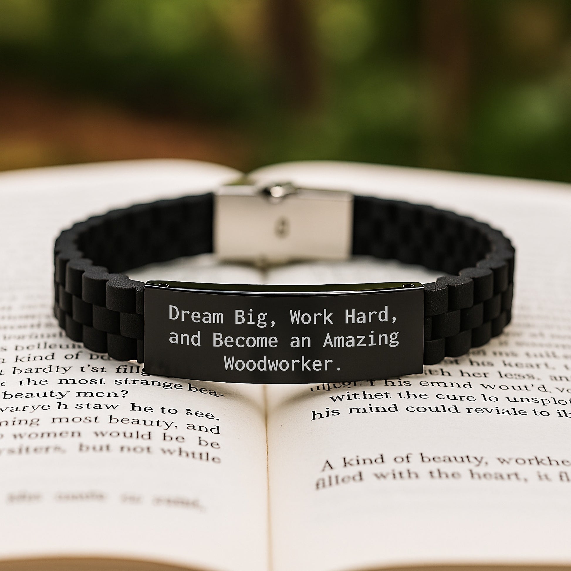 Woodworker Inspirational Gifts for Men, Funny Dream Big Quote Glide lock Clasp Bracelet, Adjustable Premium Bag, Gifts from Family to Men, for Woodworker, Graduation Unique Gifts - Image 2