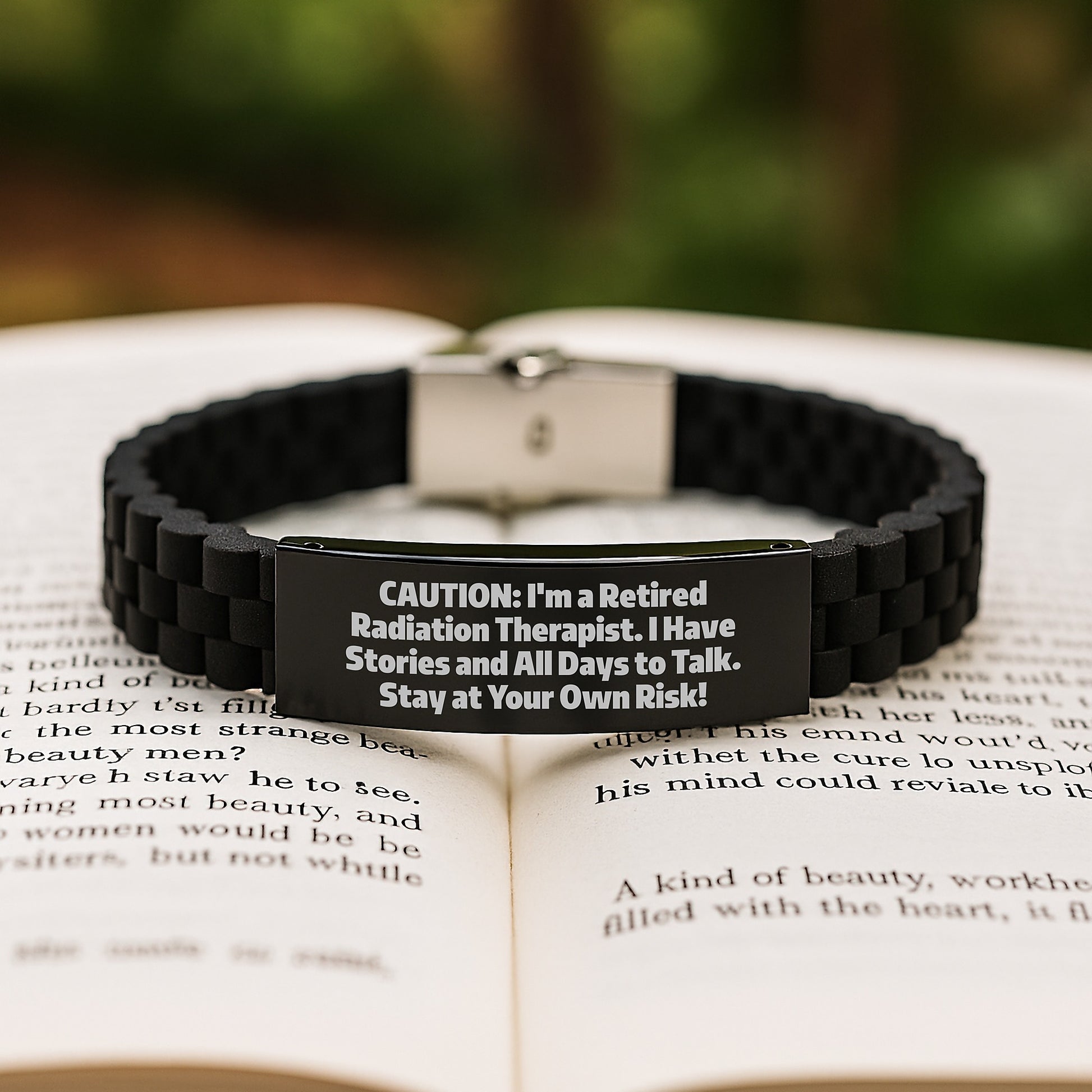 Radiation Therapist Gifts, Funny Quote, Glide lock Clasp Birthday Present for Men, Women, Coworkers, Family, 'Caution: I'm A Retired Radiation Therapist...' - Image 2