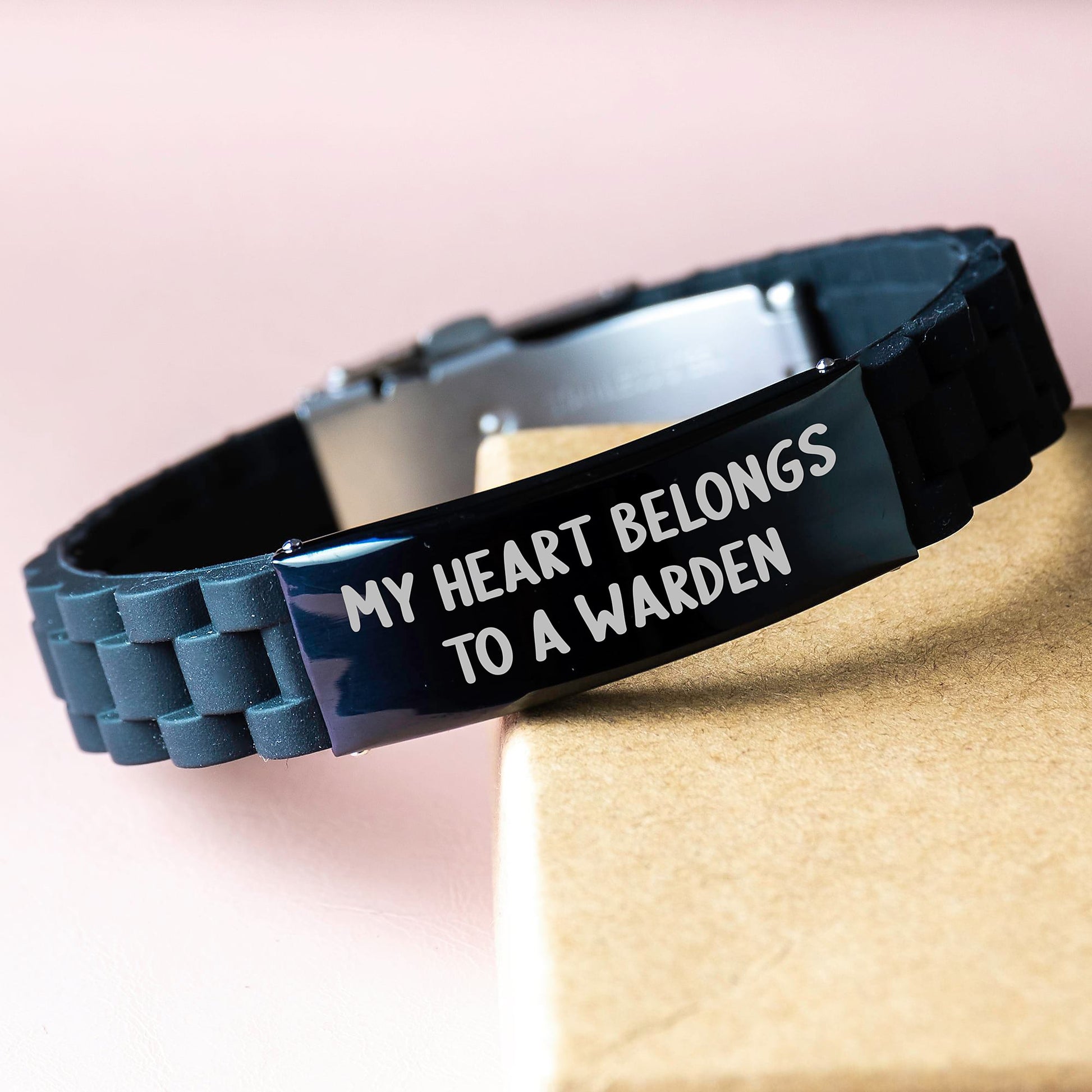 Funny Warden Gifts for Friends - My Heart Belongs To A Warden Glide lock Clasp Bracelet Christmas Unique Present - Image 3