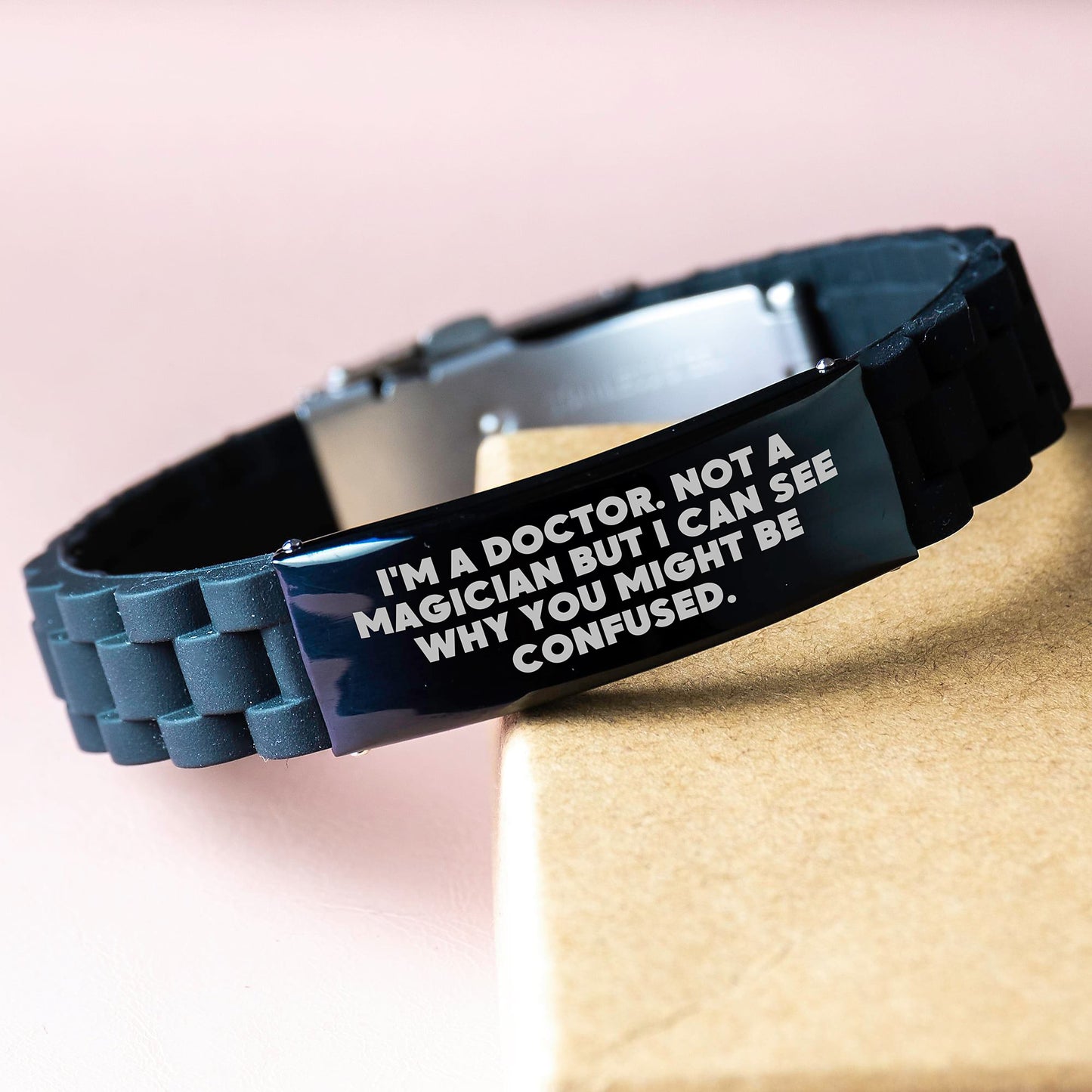 Funny Doctor Gifts, Glide lock Clasp Bracelet for Birthday, 'I'm A Doctor. Not A Magician But I Can See Why You Might Be Confused.', Gifts from Friends for Doctor - Image 3