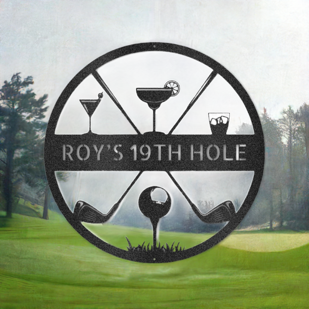 19th Hole Casual Monogram - Steel Sign