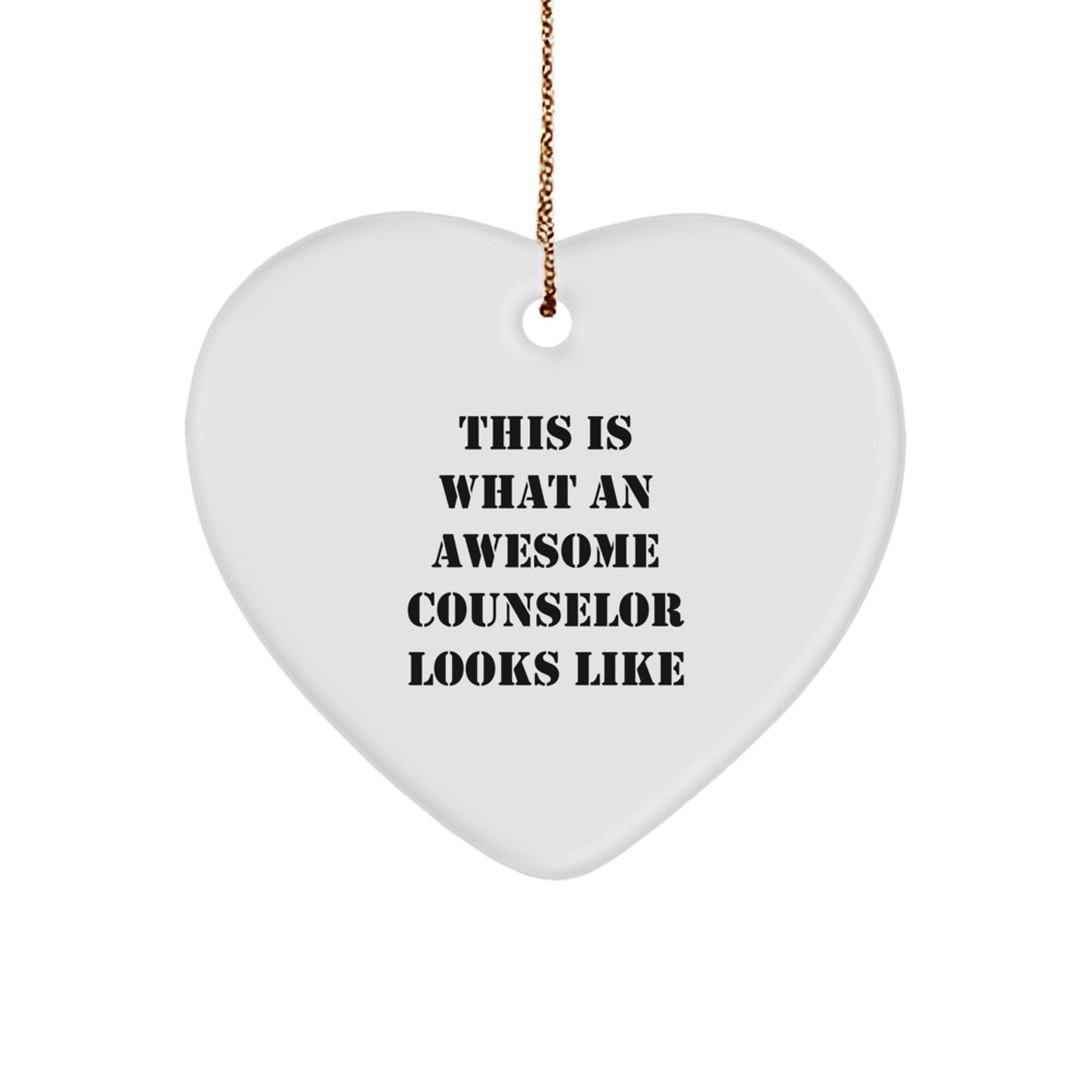 Counselor Gifts from Friends, 'This Is What An Awesome Counselor Looks Like', Heart Ornament, Christmas Unique Gifts for Counselor - Image 1