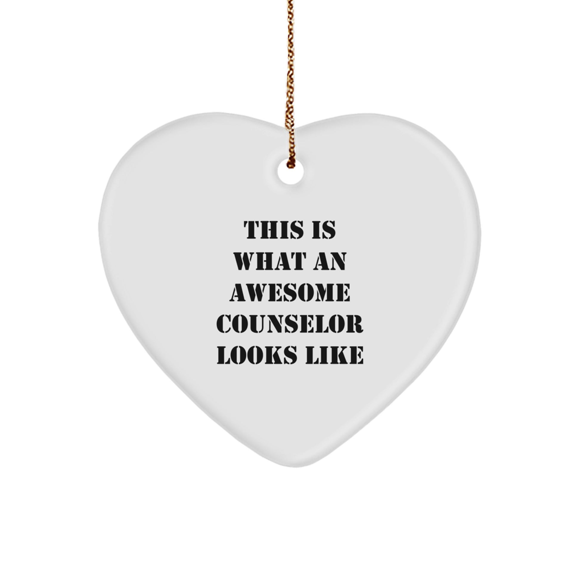 Counselor Gifts from Friends, 'This Is What An Awesome Counselor Looks Like', Heart Ornament, Christmas Unique Gifts for Counselor - Image 1
