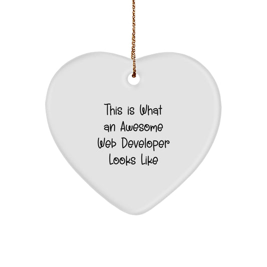 Funny Web Developer Gifts from Friends - Christmas Unique Heart Ornaments for Web Developers, Inspirational Quotes - Image 1