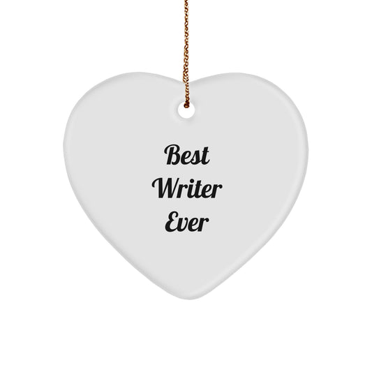 Gifts from Friends for Best Writer Ever - Heart Ornament, Funny Quote, Christmas Unique Gifts for Writers - Image 1