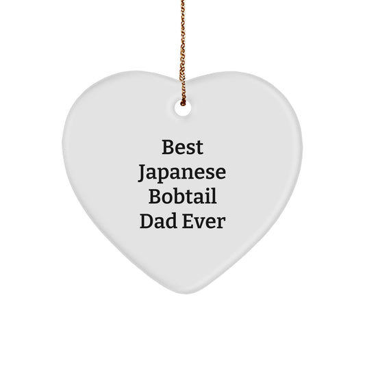 Funny Japanese Bobtail Cat Gifts, Heart Ornament for Dad from Men, Gifts for Japanese Bobtail Cat Lovers, Best Japanese Bobtail Dad Ever, Christmas Unique Gifts - Image 1