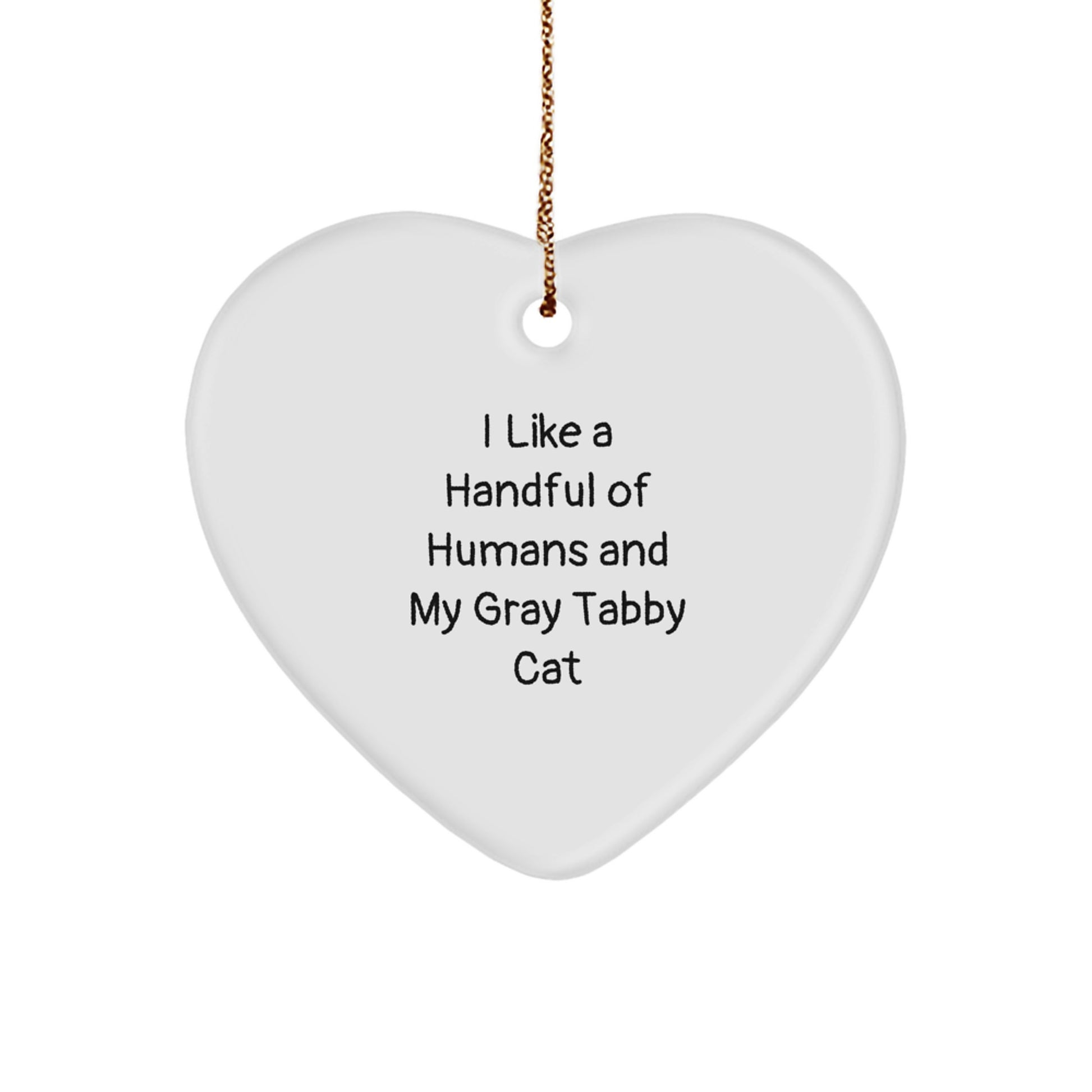 Funny Gray Tabby Cat Gifts from Men for Women Heart Ornament at Christmas Unique - Image 1