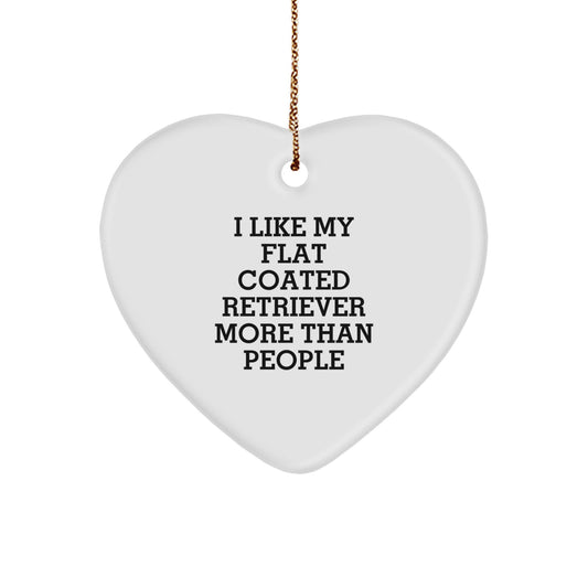 Funny Flat Coated Retriever Dog Gifts from Friends, Heart Ornament for Christmas - Image 1