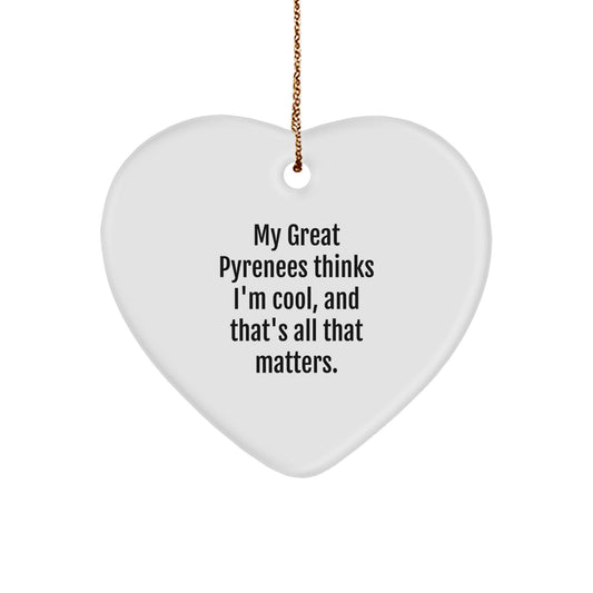 Funny Great Pyrenees Dog Lover Gifts from Family - Heart Ornament for Christmas Unique Presents - Image 1