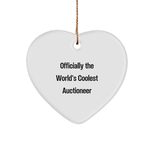 Funny Heart Ornament Gifts from Men to Auctioneers - Officially The World's Coolest Auctioneer Christmas Unique Gifts - Image 1