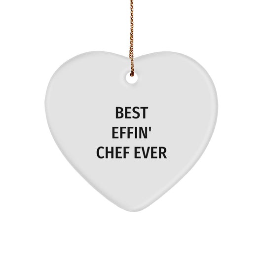 Funny Chef Heart Ornament Gifts for Men - Best Effin' Chef Ever Christmas Unique Gifts from Family, Friends, Coworkers - Image 1