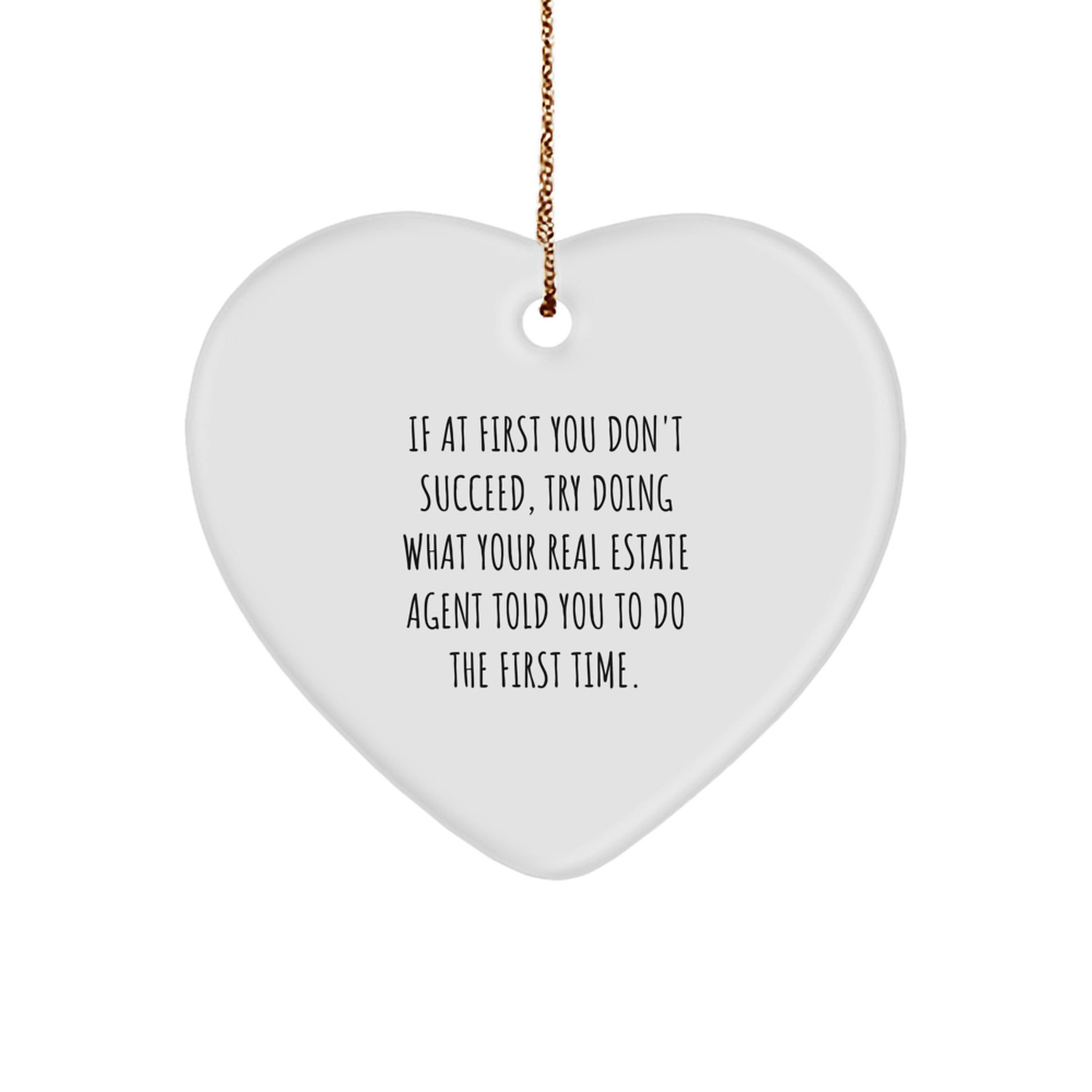 Funny Real Estate Agent Gifts from Men to Women Heart Ornament, Christmas Unique Gifts for Real Estate Agent Friends Family - Image 1