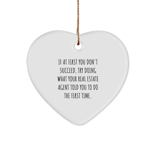 Funny Real Estate Agent Gifts from Men to Women Heart Ornament, Christmas Unique Gifts for Real Estate Agent Friends Family - Image 1