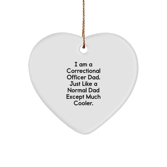 Funny Correctional Officer Dad Heart Ornament Gifts from Family, Correctional Officer Christmas Unique Gifts for Men - Image 1